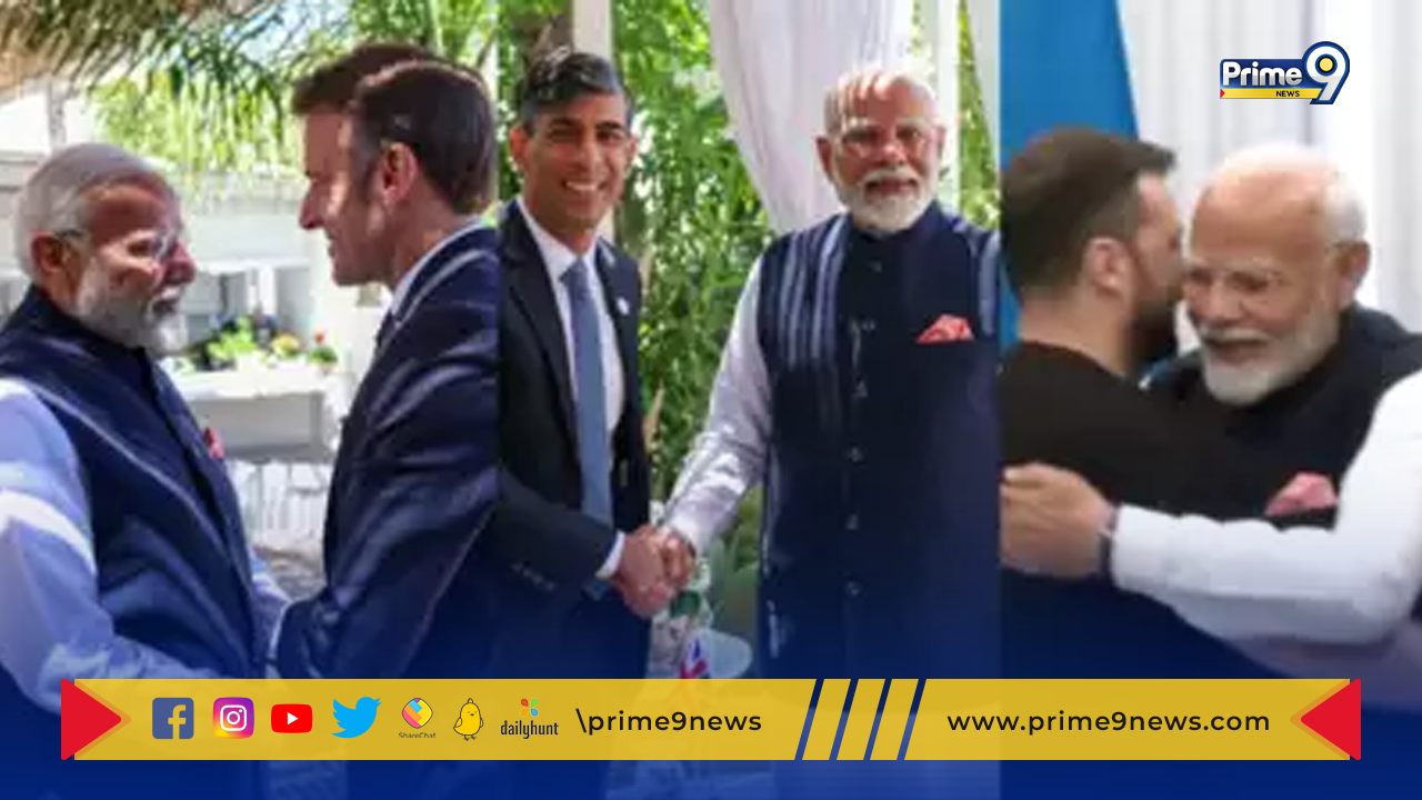 PM Modi In G7 Summit: G7: సదస్సులో రిషి సునక్, ఇమ్మాన్యుయేల్, జెలెన్ స్కీలతో సమావేశమయిన ప్రధాని మోదీ